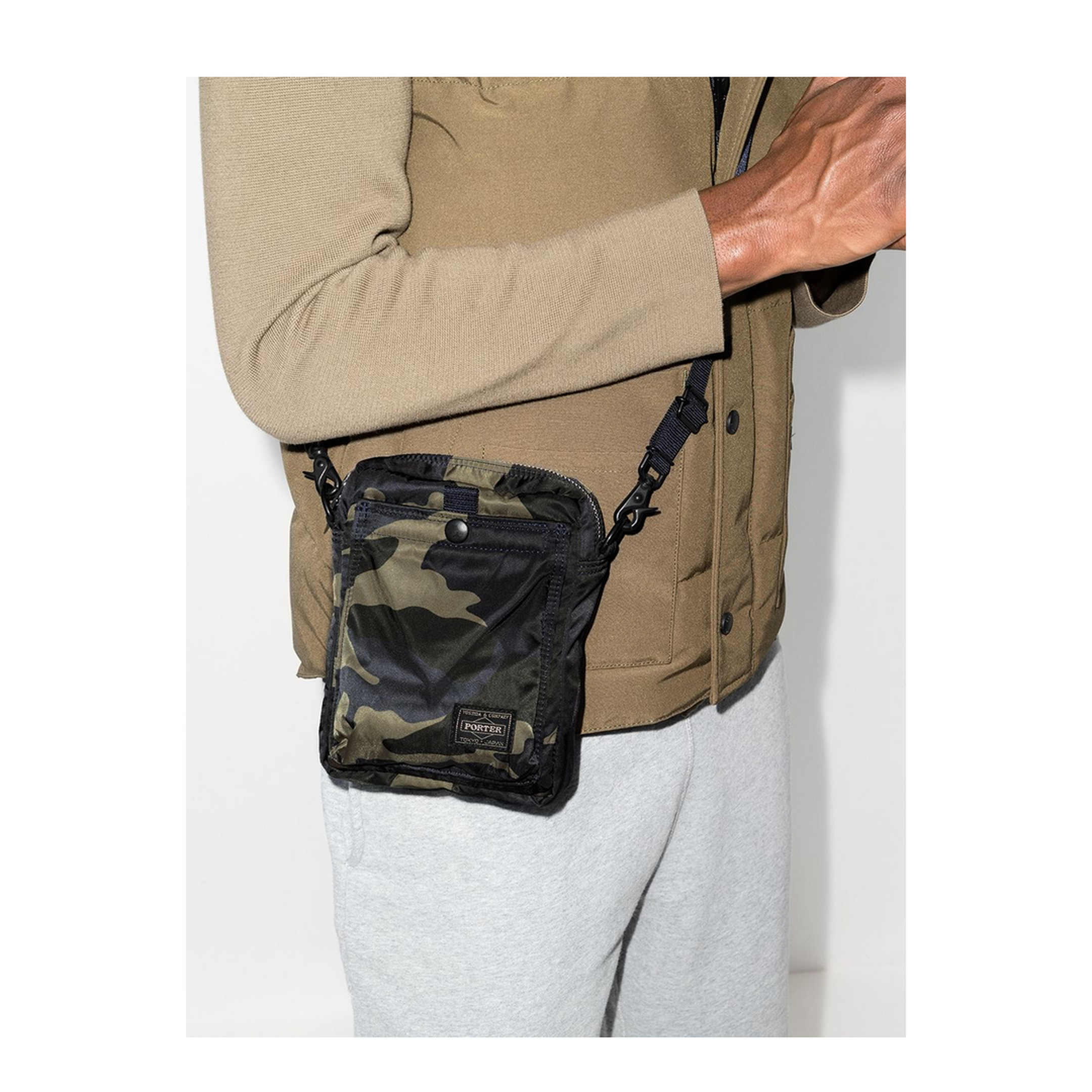 Counter Shade Vertical Nylon Twill Shoulder Bag - Woodland Khaki - Image 2