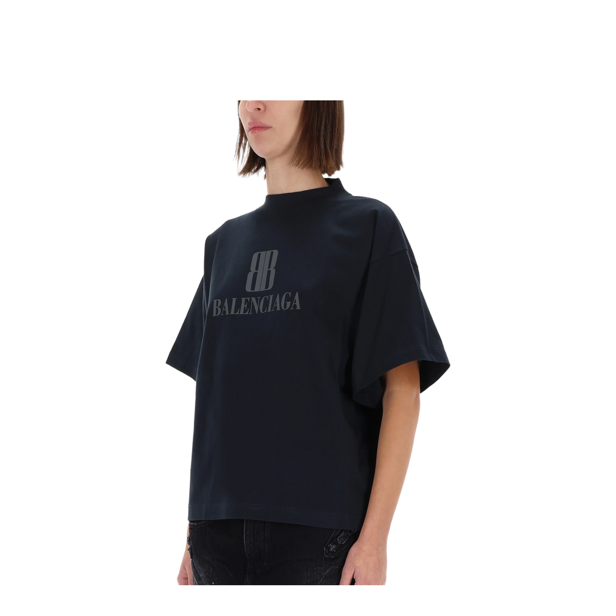 Cropped Nano Bb T-Shirt in Black - Image 3