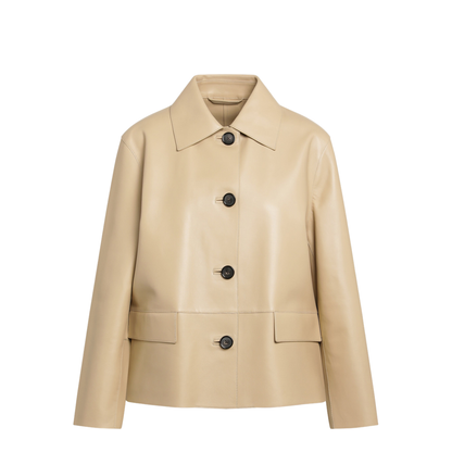 Light Beige Lamb Leather Jacket - Image 1