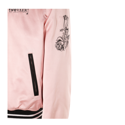 Pink And Black Cotton Casual Jacket - Image 1