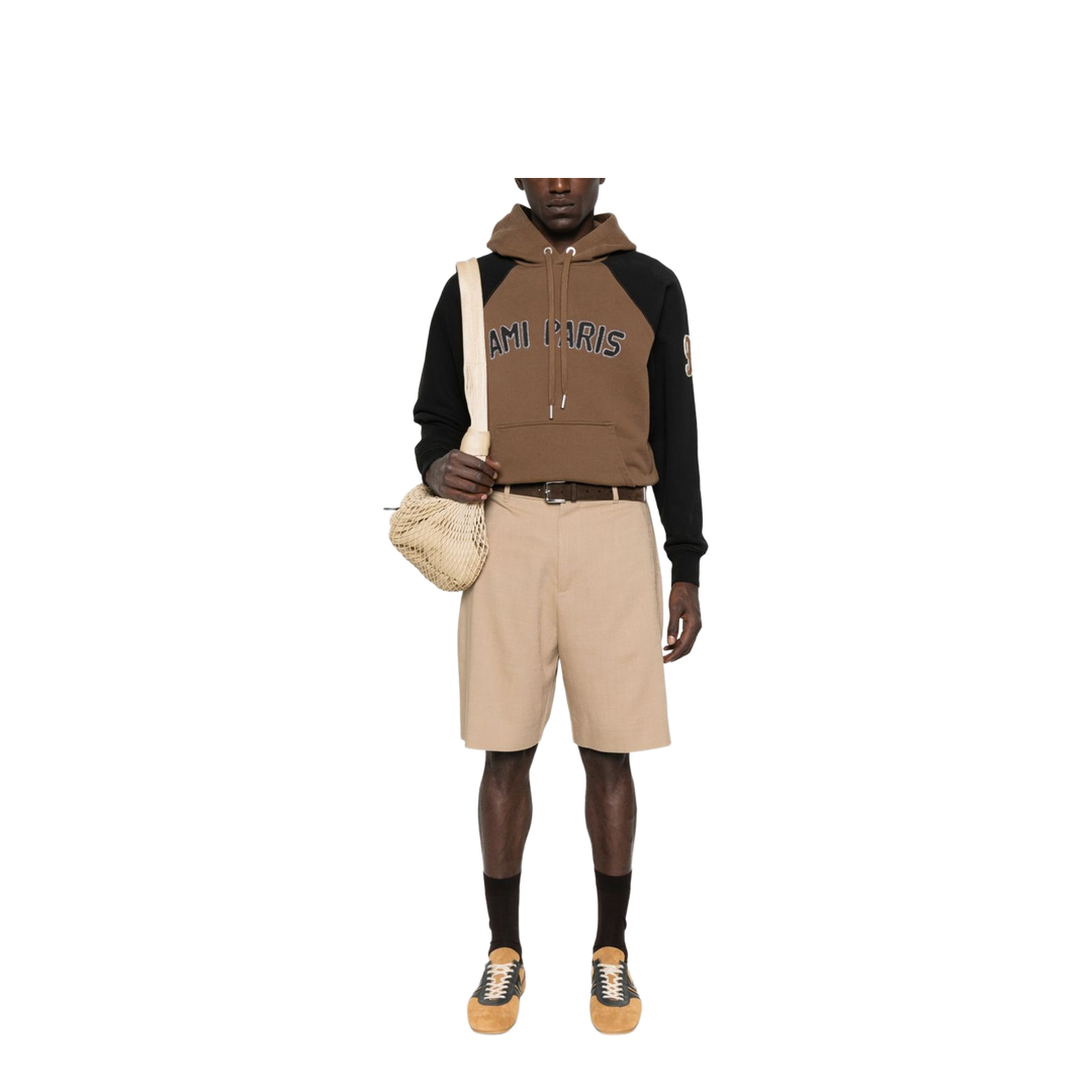 Cotton Colorblock Hoodie - Brown - Image 4