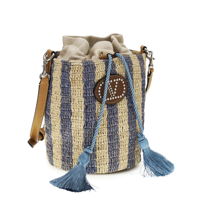 Striped Raffia Bucket Bag - Image 2