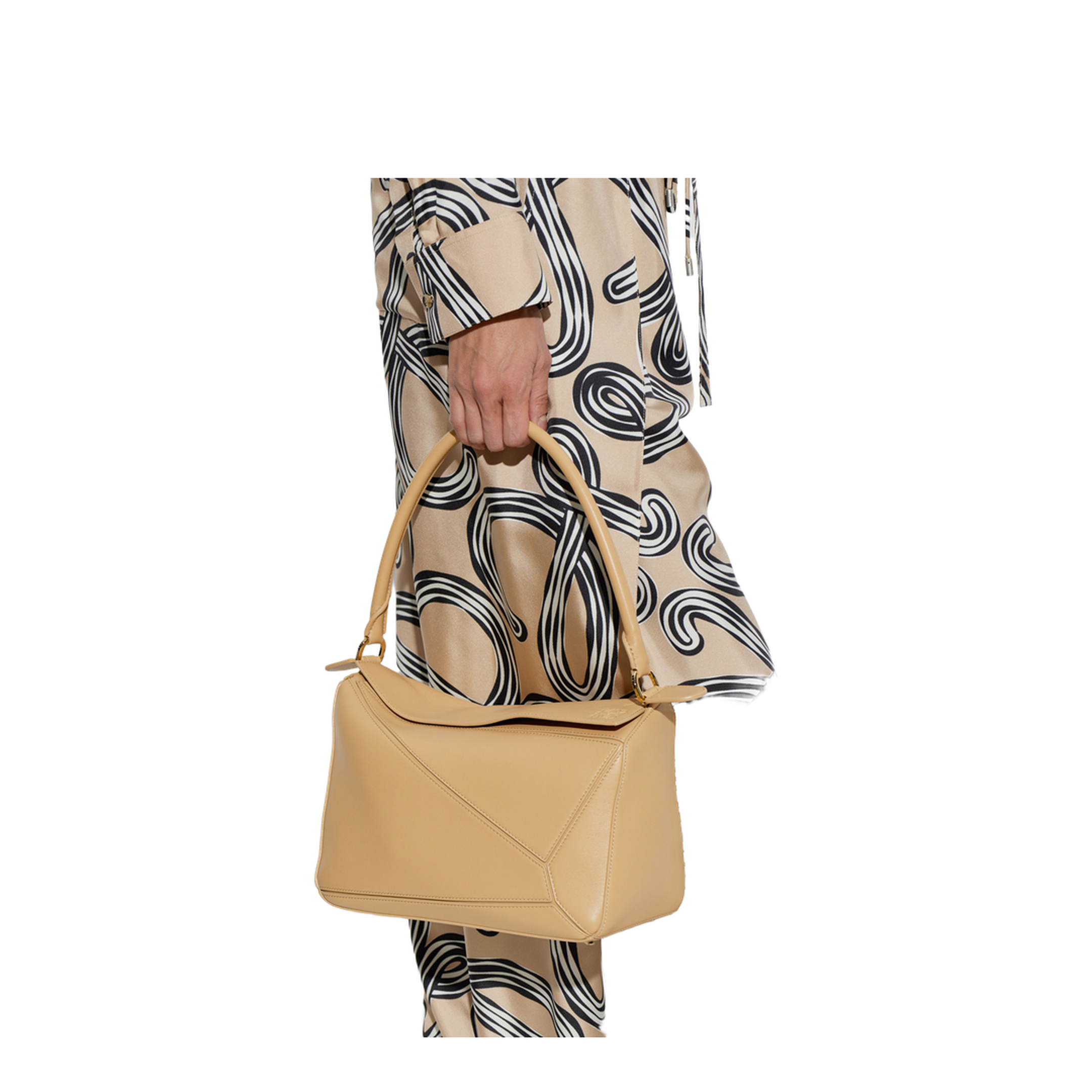 Puzzle Medium Nappa Lambskin Top-Handle Bag - Silk Beige - Image 2
