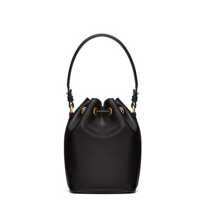VLogo Signature Mini Smooth Leather Bucket Bag - Black - Image 4