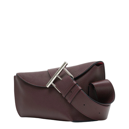 T-Bar Sling Crossbody Leather Burgundy - Image 2