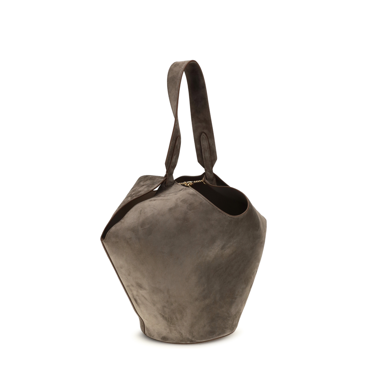 Lotus Small Calfskin Suede Tote - Cedar - Image 3