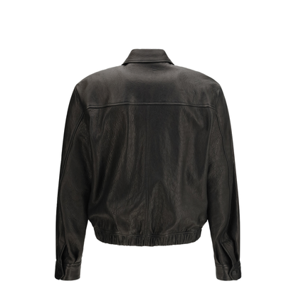 Short Lamb Leather Jacket with Pointed Collar - Image 2