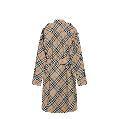 Beige Check Shirt Dress - Image 2