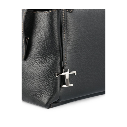 Small Pebble-Grain Calf Leather Bauletto Bag - Black - Image 4