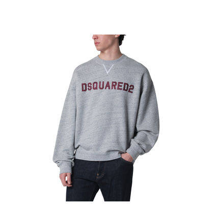 Grey Mélange Sweatshirt with Logo Embroidery - Image 1
