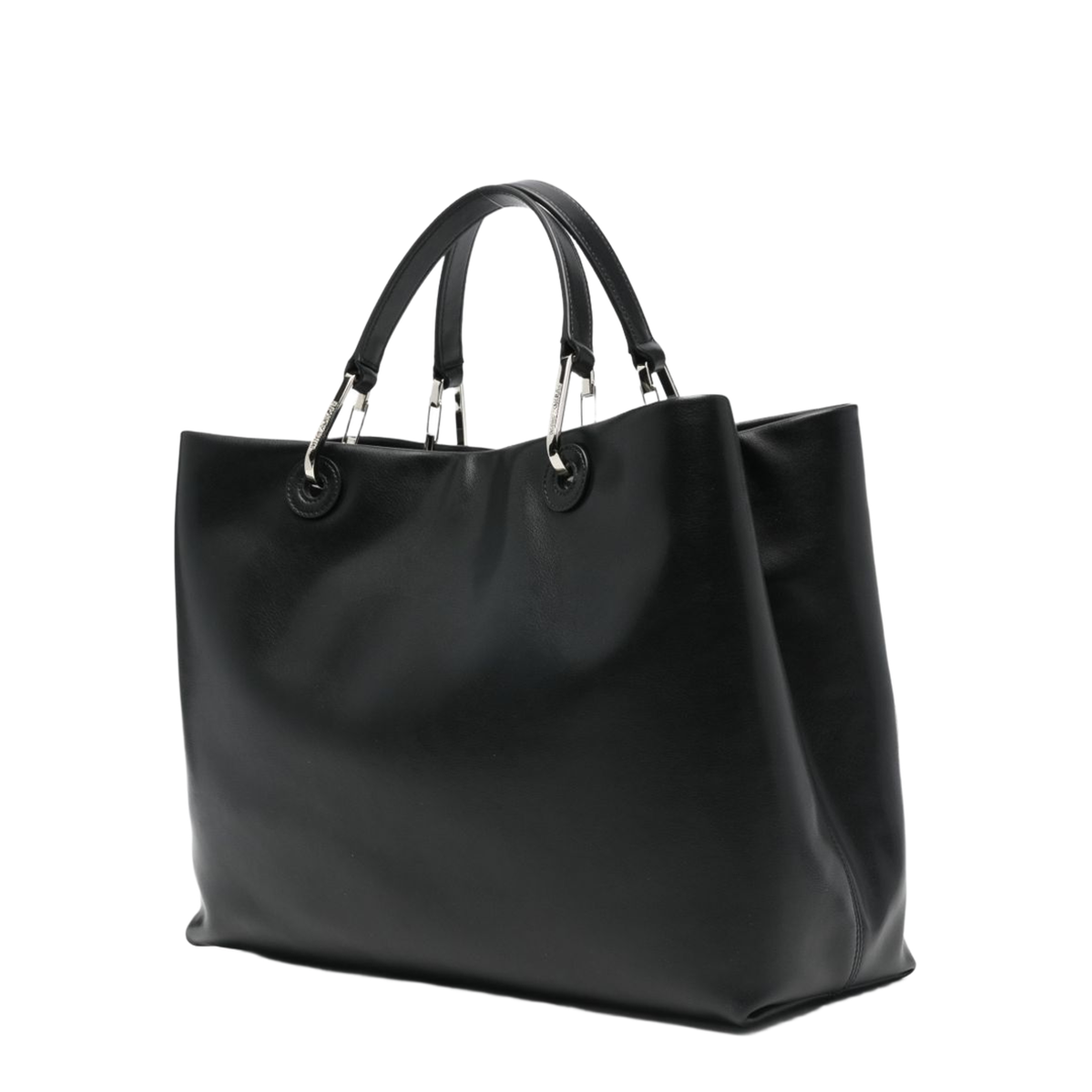 MyEA Medium Calfskin Shopper Tote - Nero/Cappuccino - Image 4