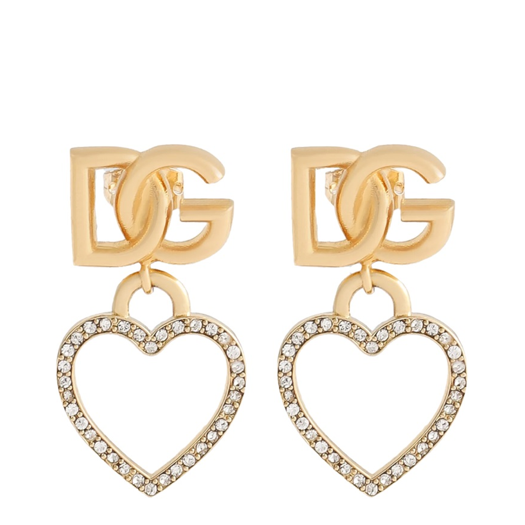 Stud Earrings with Hearts and Logo - Image 1
