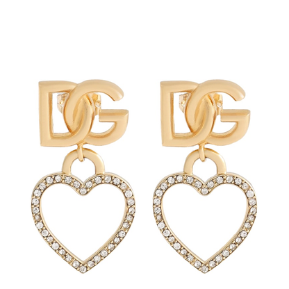 Stud Earrings with Hearts and Logo - Image 1