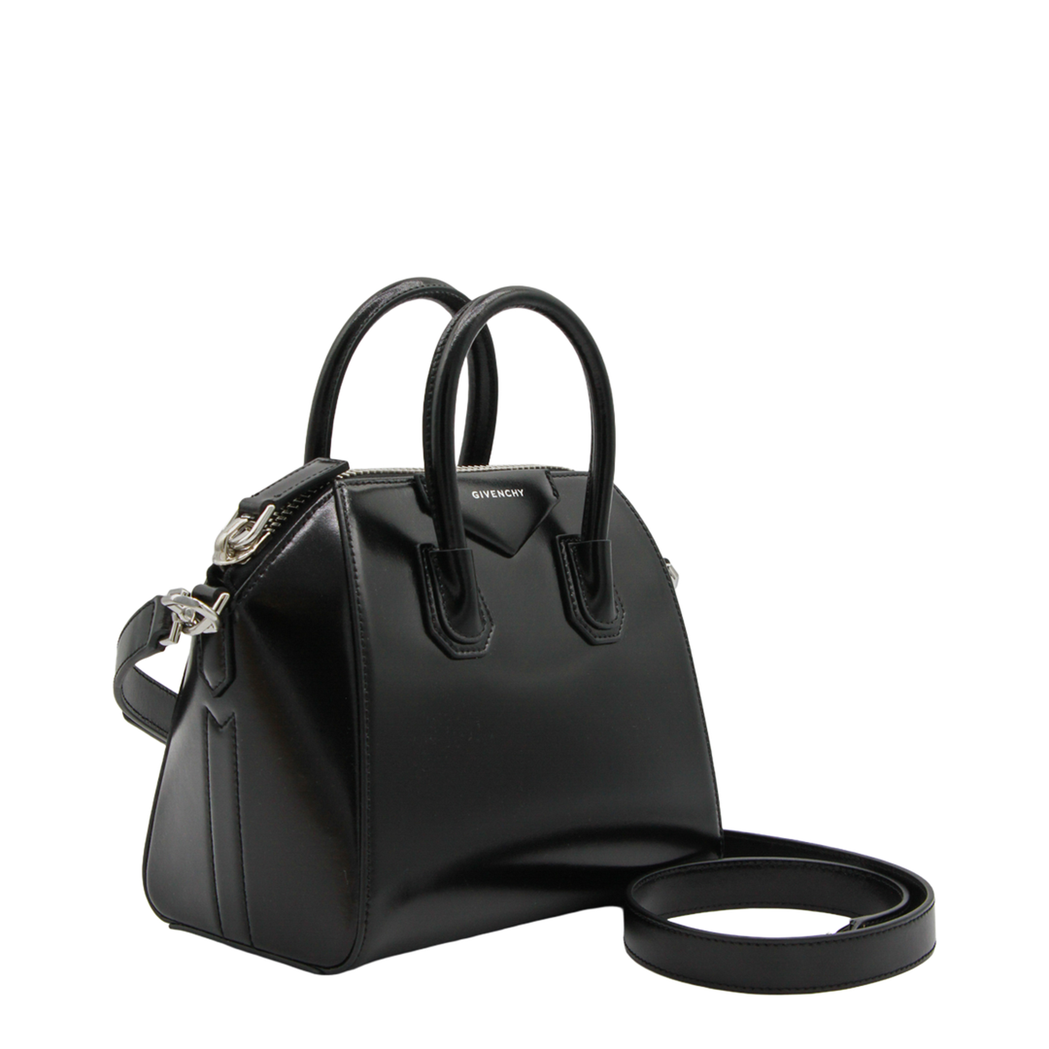 Antigona Mini Leather Shoulder Bag in Black - Image 5