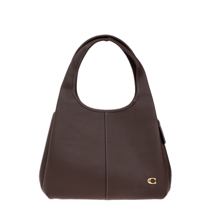 Lana Polished Pebble Leather Shoulder Bag - Brass/Maple - Image 1
