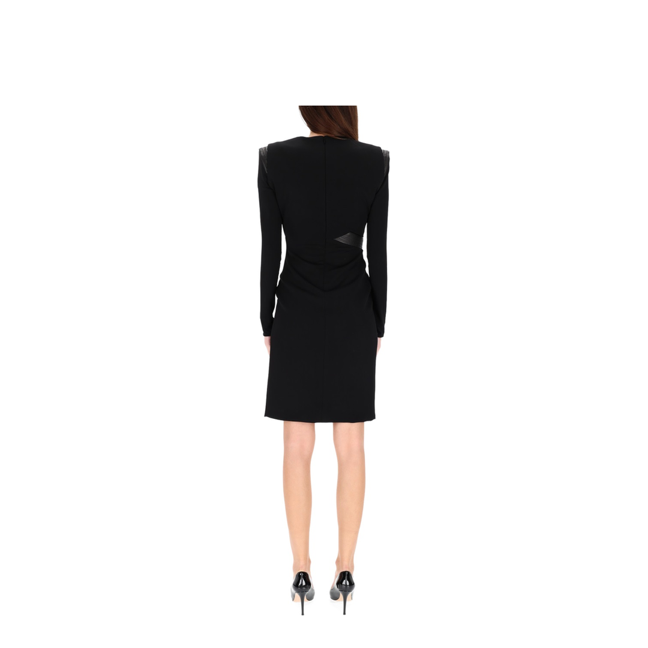 Black Long-sleeved Gathered Dress - Image 3