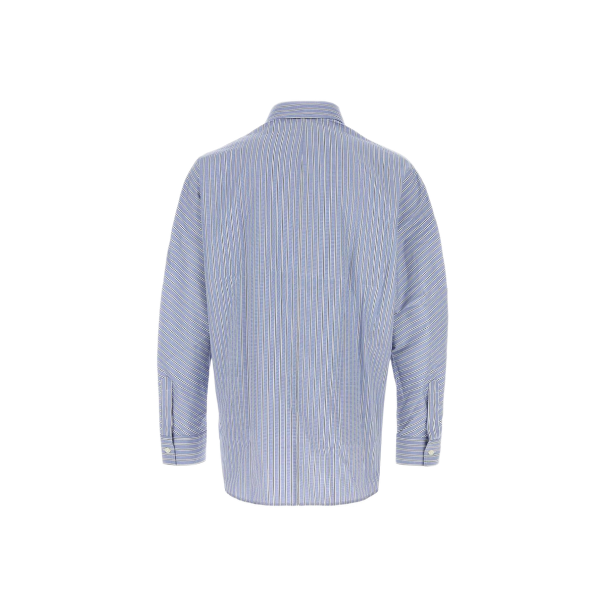 White/Blue Striped Poplin Shirt - Image 2