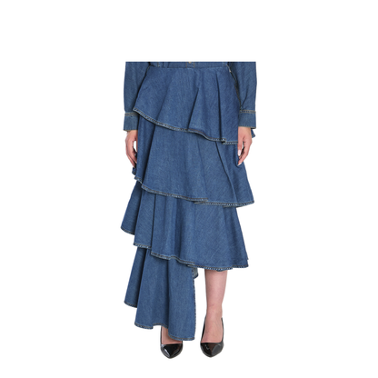 Spiral Maxi Skirt in Denim - Image 1