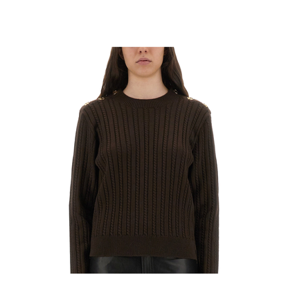 Coffee Brown Crew Neck Long Sleeve Sweater - Image 4