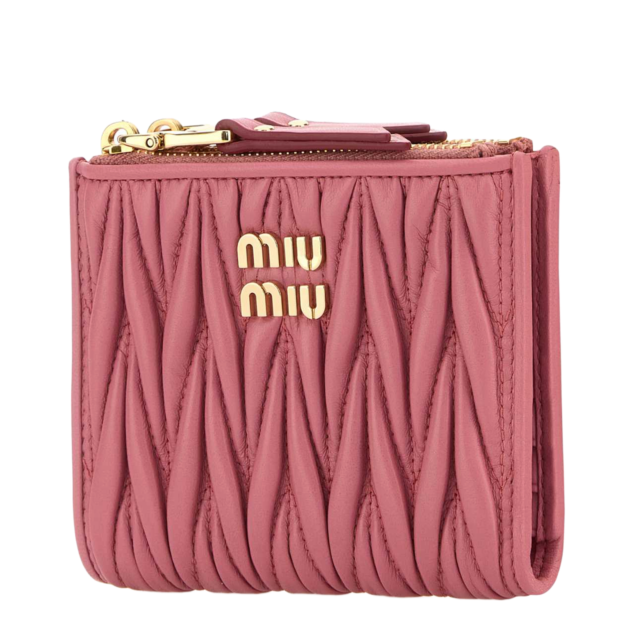 Quilted Leather Short Wallet - Pink - Image 2