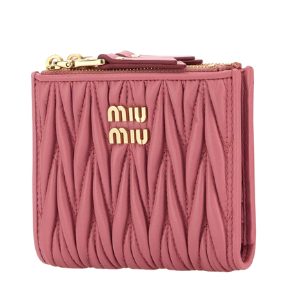 Quilted Leather Short Wallet - Pink - Image 2