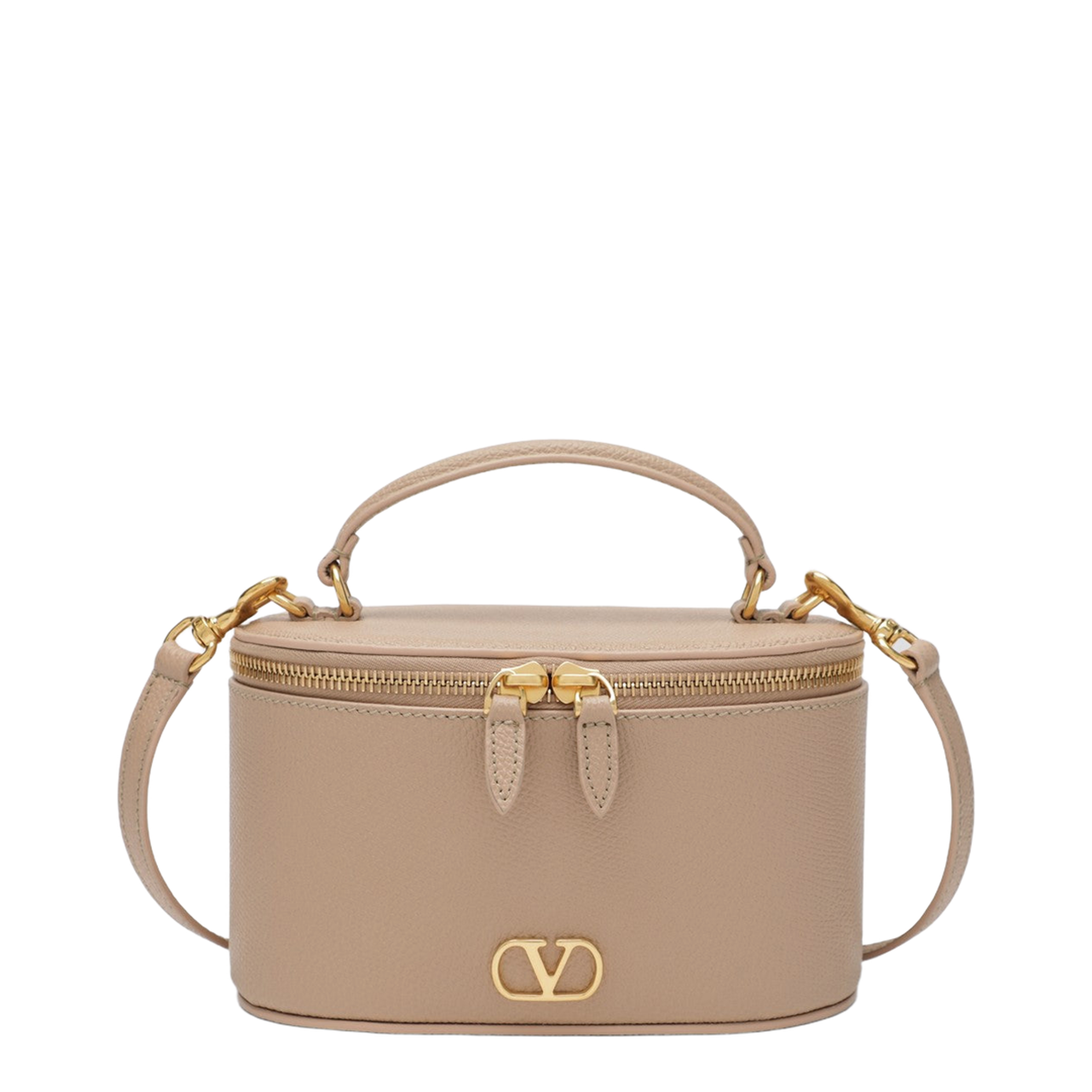 Vlogo Signature Mini Vanity Bag in Sand Pink Grained Calfskin - Image 1