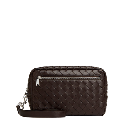 Intrecciato Small Leather Pouch - Brown - Image 5