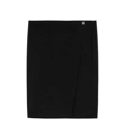 Black Wool Skirt With Metal Button 4G - Image 1