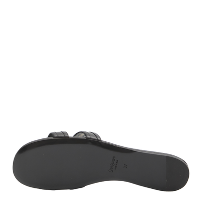 MABROUKA Slides in Smooth Leather in Black - Image 4