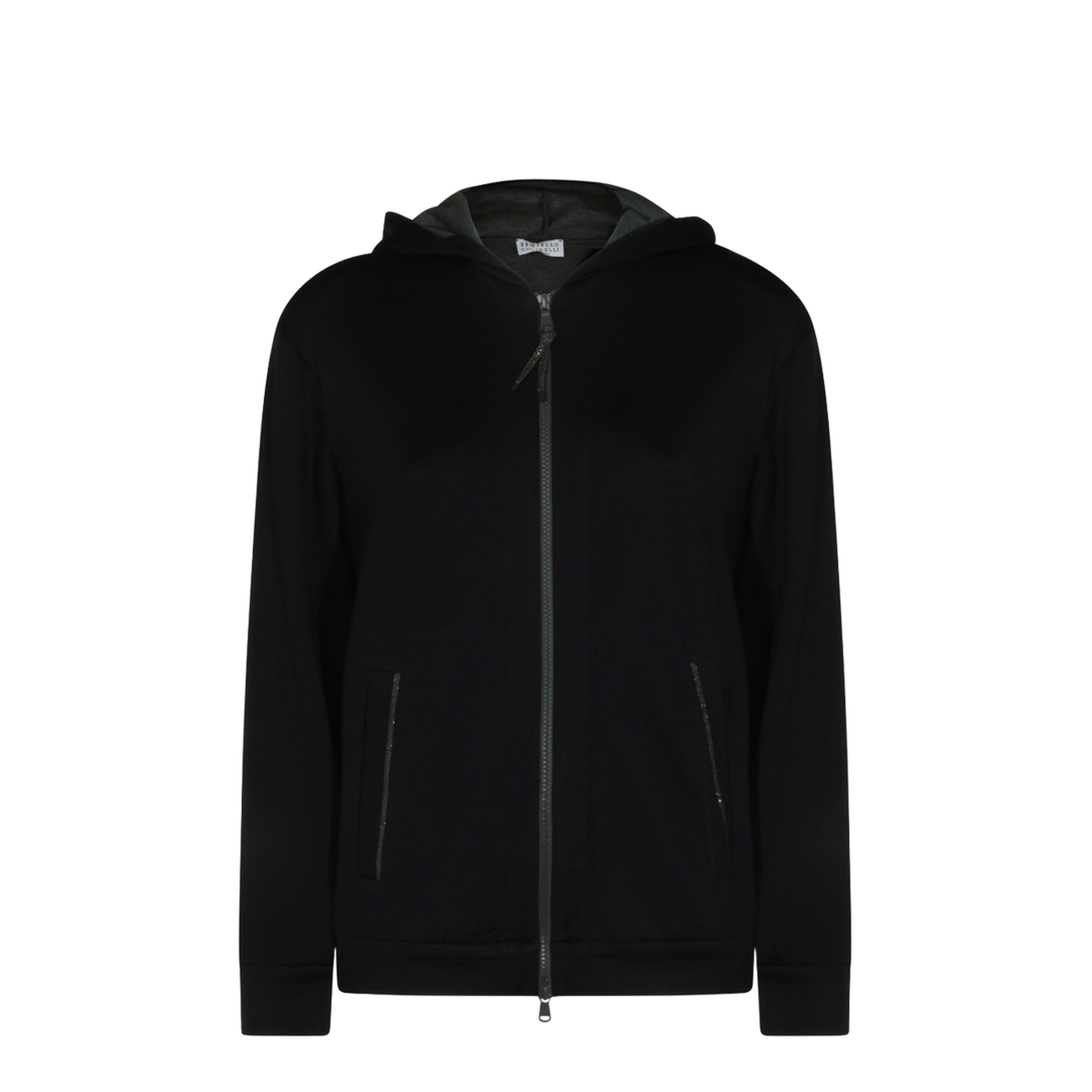 Cotton and Silk Interlock Hooded Topwear - Image 1