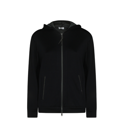 Cotton and Silk Interlock Hooded Topwear - Image 1