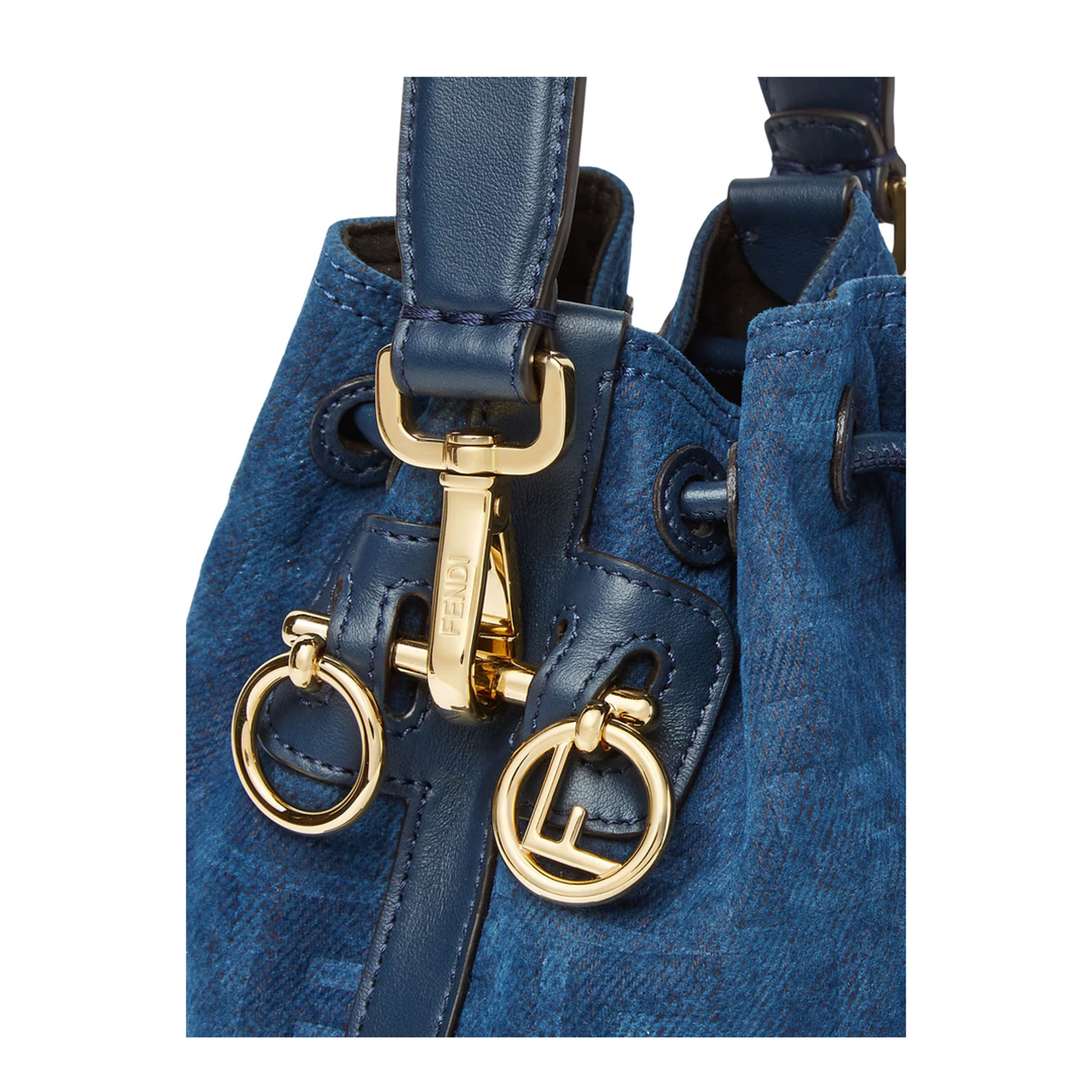 Mon Tresor FF Flocked Denim Crossbody Bag - Image 4