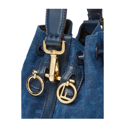 Mon Tresor FF Flocked Denim Crossbody Bag - Image 4