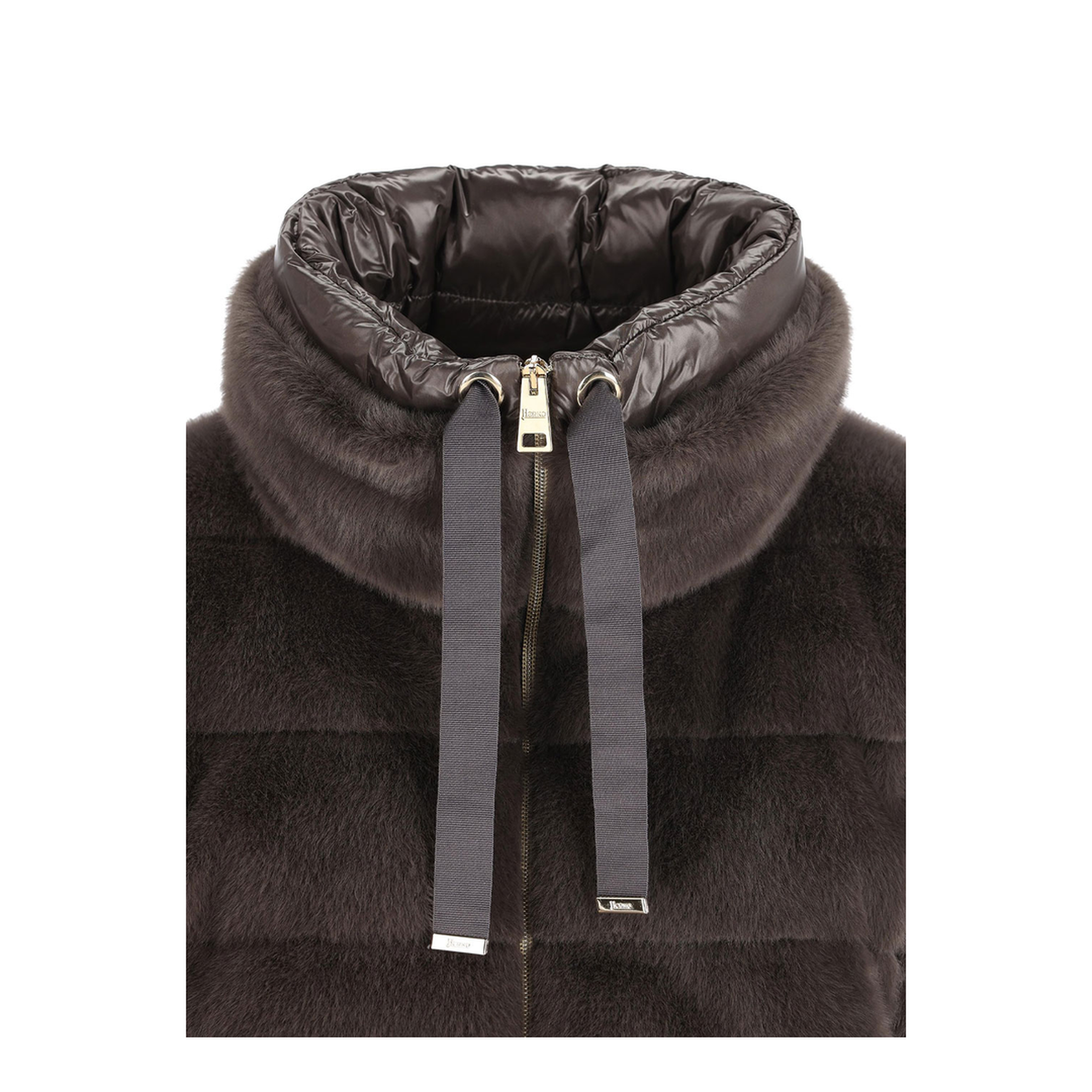 Faux Fur High Neck Down Jacket - Image 3