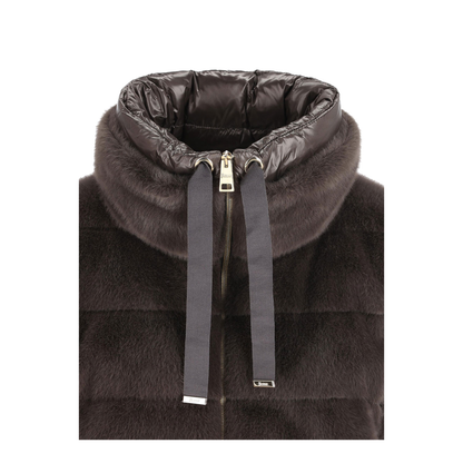 Faux Fur High Neck Down Jacket - Image 3