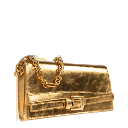 Shuffle Lamé Leather Wallet on Chain - Gold - Image 3