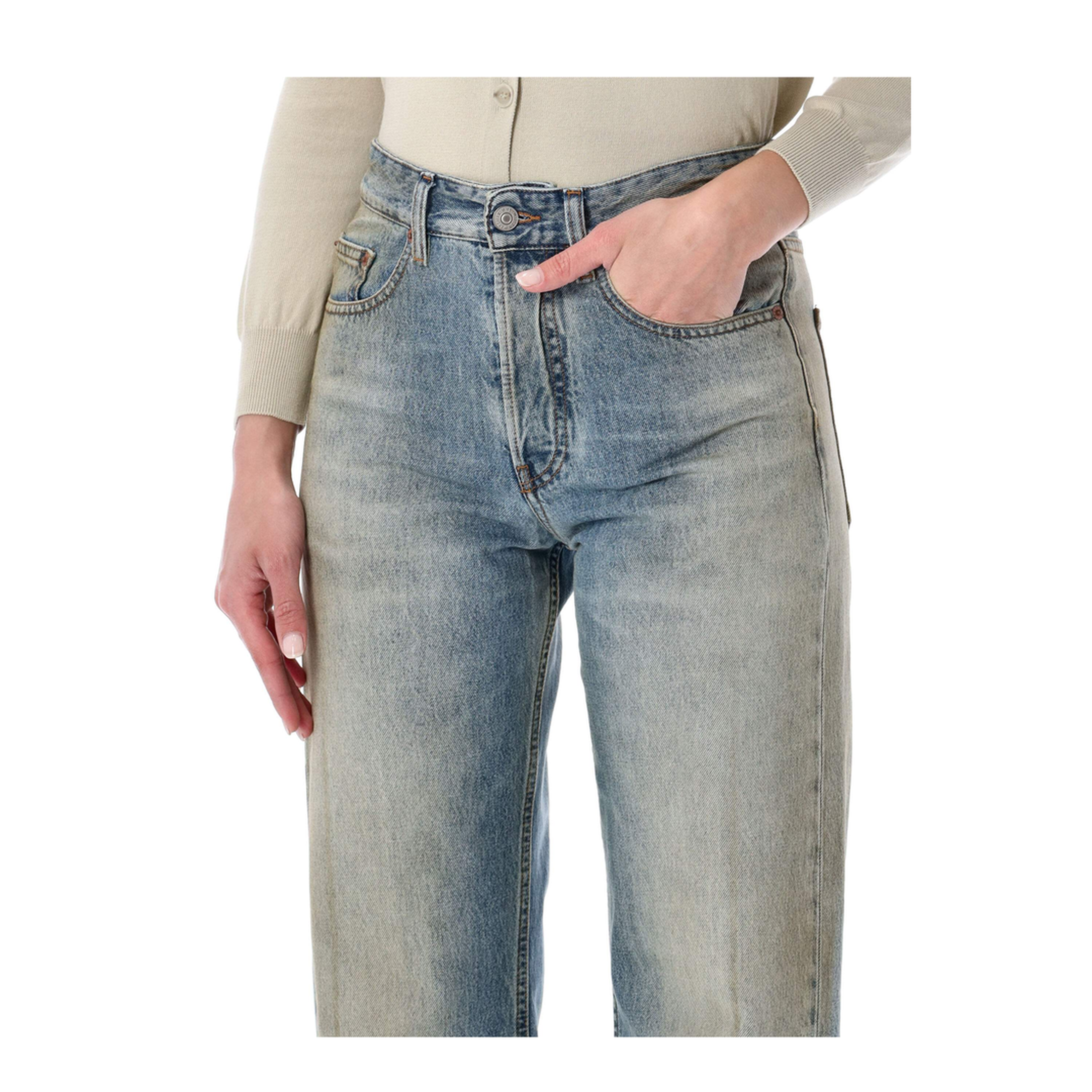 Straight-Leg Trompe-L'Œil Cotton Jeans In Medium Blue - Image 3