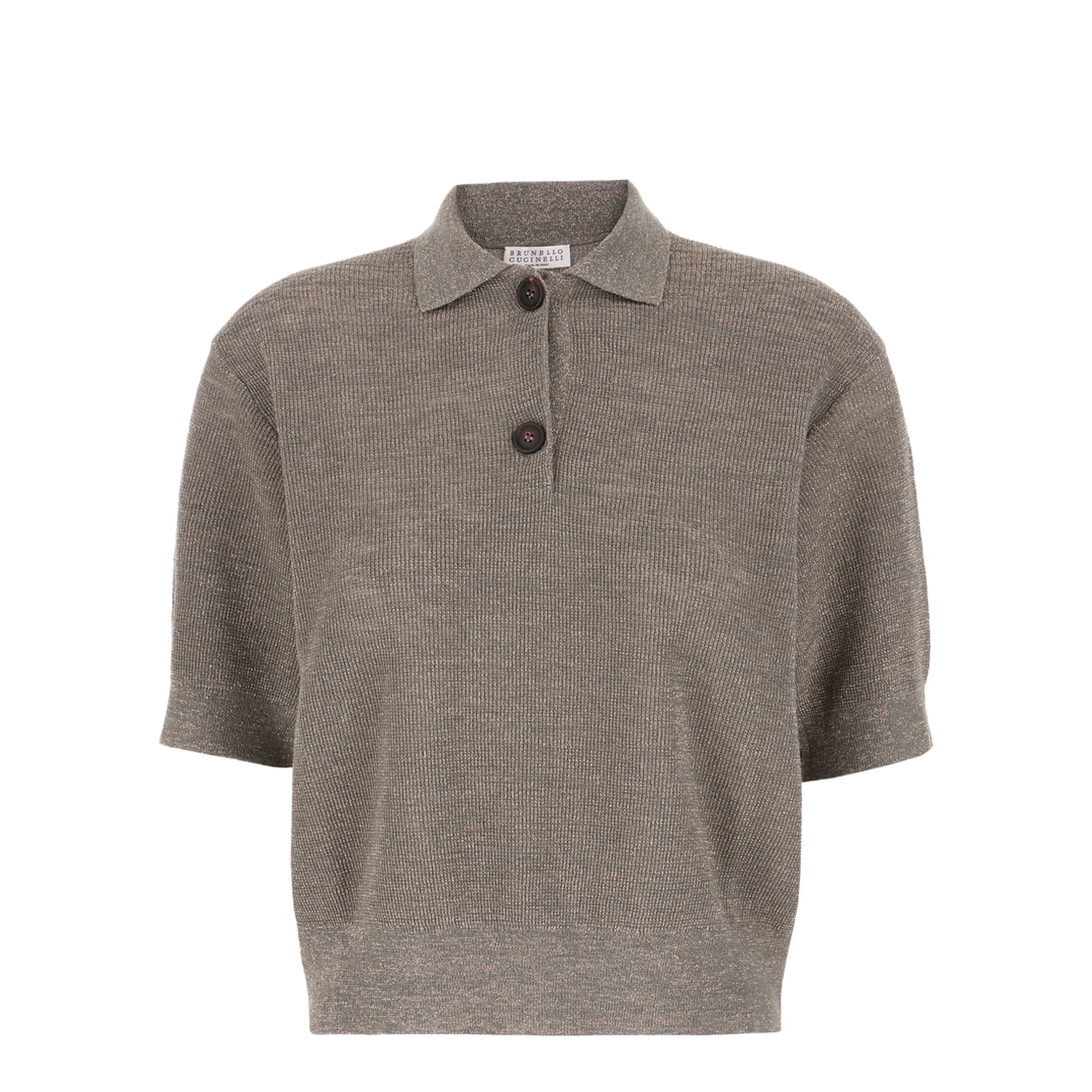 Dove Grey Linen Blend Polo Shirt - Image 1