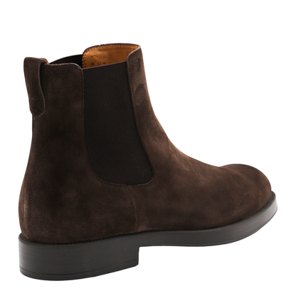 Coffee Brown Elasticated Side Panels Low Stacked Heel Round Toe - Image 5