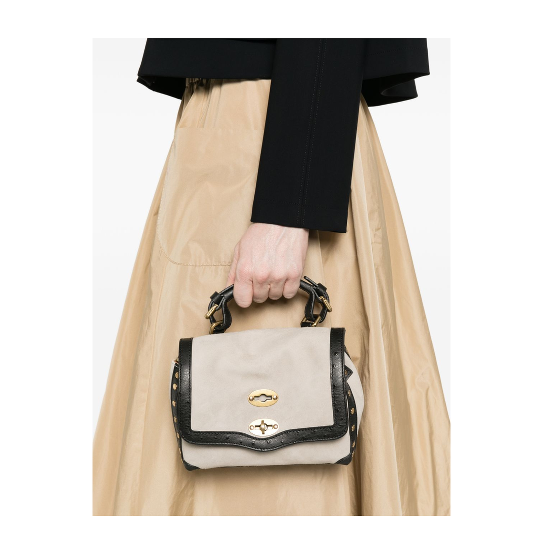Postina Baby One Size Suede Leather Bag - ZASHMERE® & CACTUS BLUE SIDERALE - Image 4
