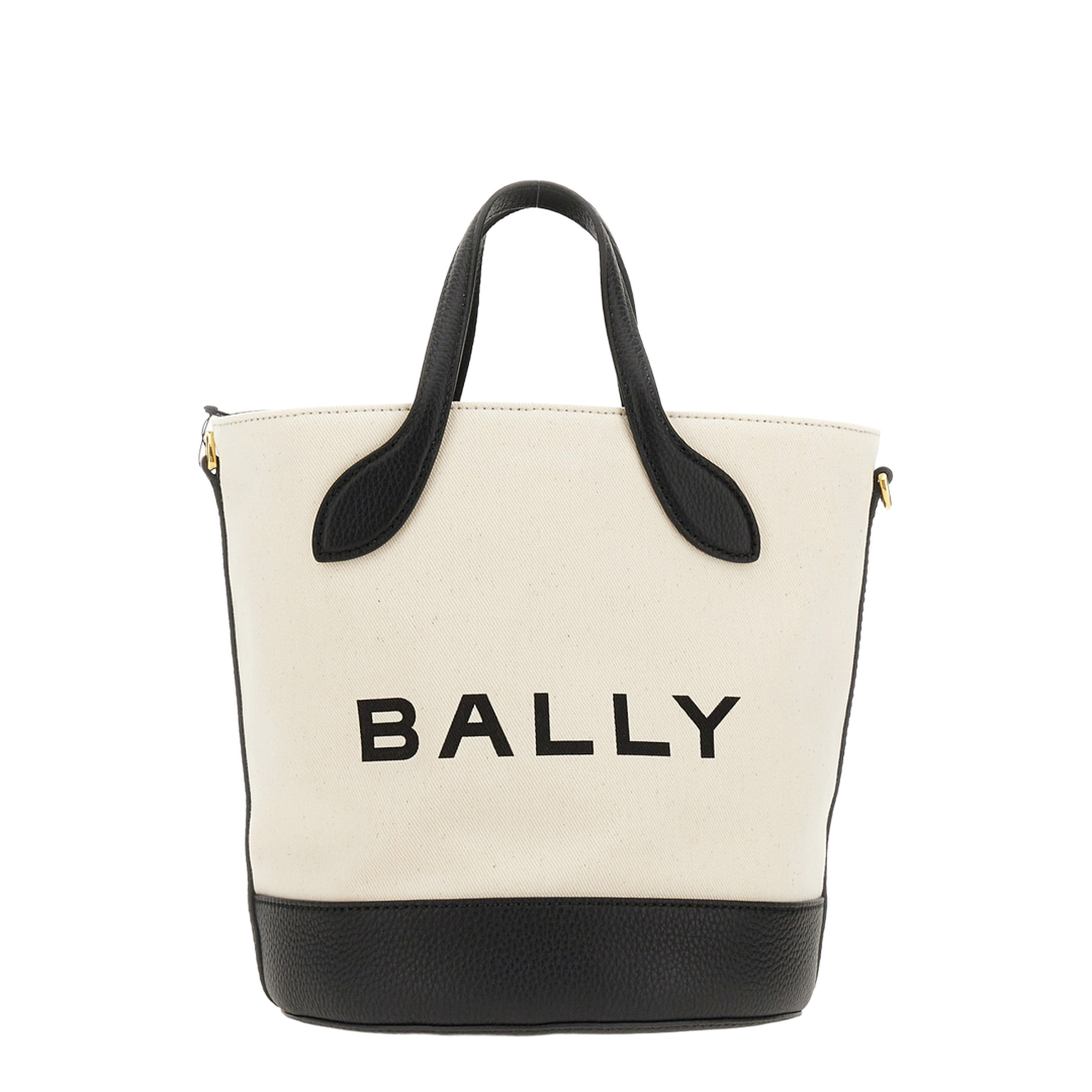 Bar Bucket Bag Medium Fabric - Natural and Black - Image 1