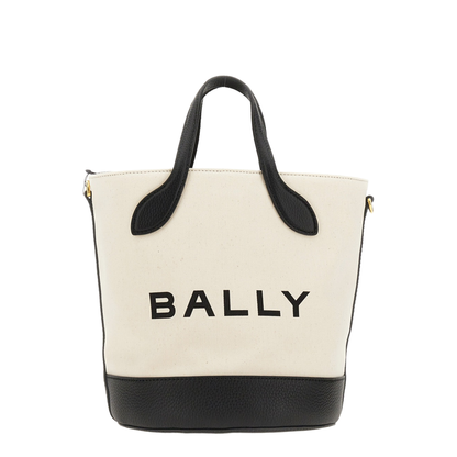 Bar Bucket Bag Medium Fabric - Natural and Black - Image 1