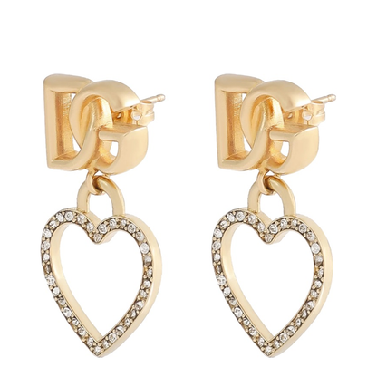 Stud Earrings with Hearts and Logo - Image 2