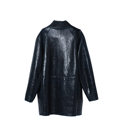 Dark Blue Sheepskin Jacket - Image 2