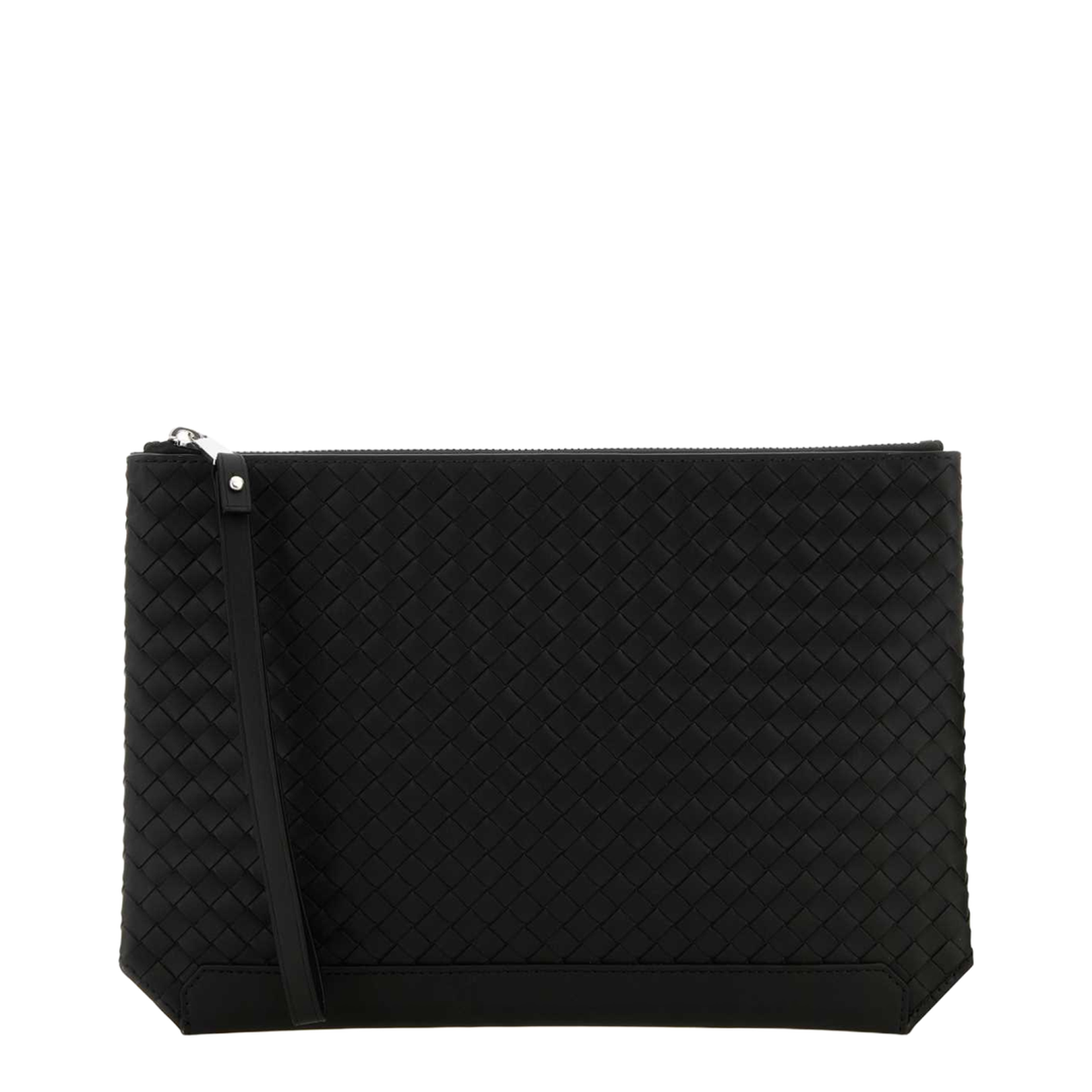 Woven Leather Clutch Bags - Black - Image 1
