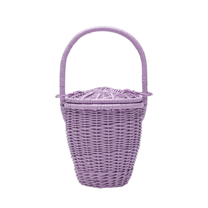 Lilac Wicker Bucket Bag - Image 2