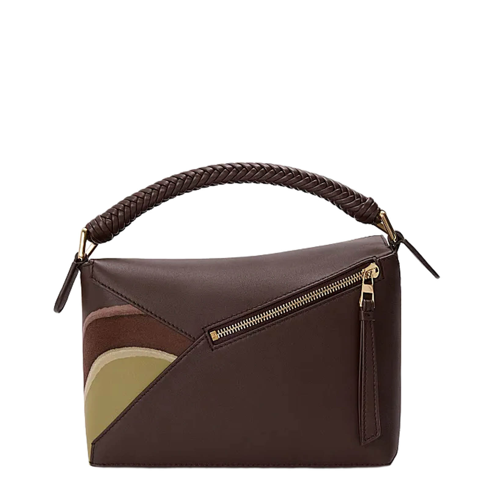 Small Puzzle Edge Landscape Bag in Nappa Calfskin Brown - Image 3