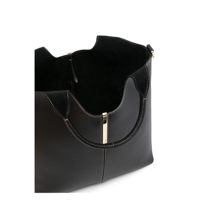Small Calf Leather Tote - Black - Image 3