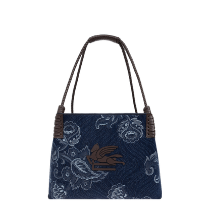 Small Libra Tote Bag in Jacquard Denim - Image 1