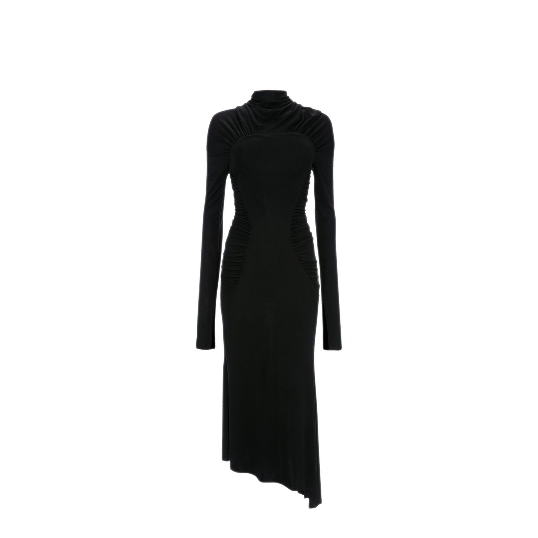 High Neck Gathered Midi Dress - Image 1